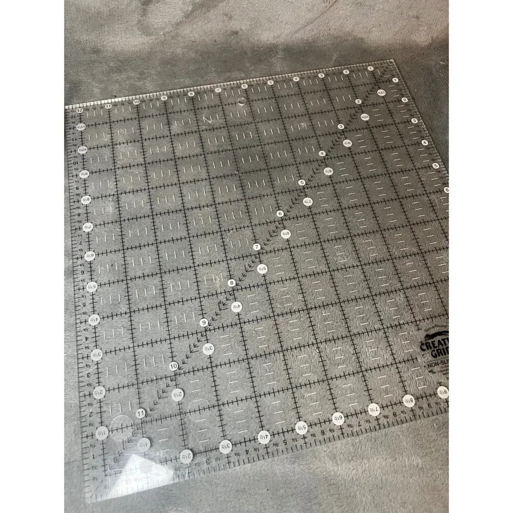 Creative Grids 12.5 Inch Square Non-Slip Quilting Ruler Turn-a-Round USA Made